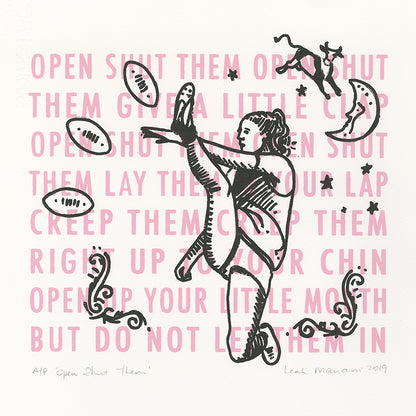 Open Shut Them football print detail