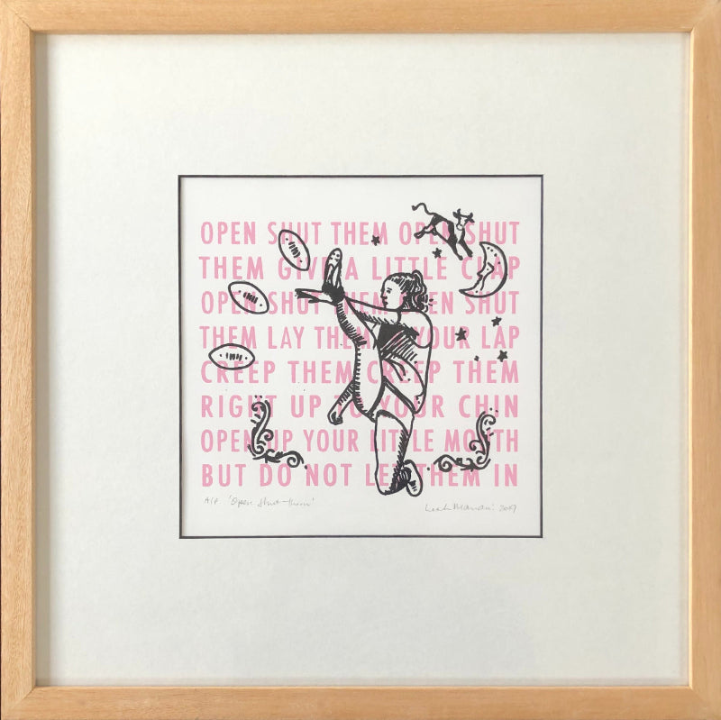 Open Shut Them footballer framed