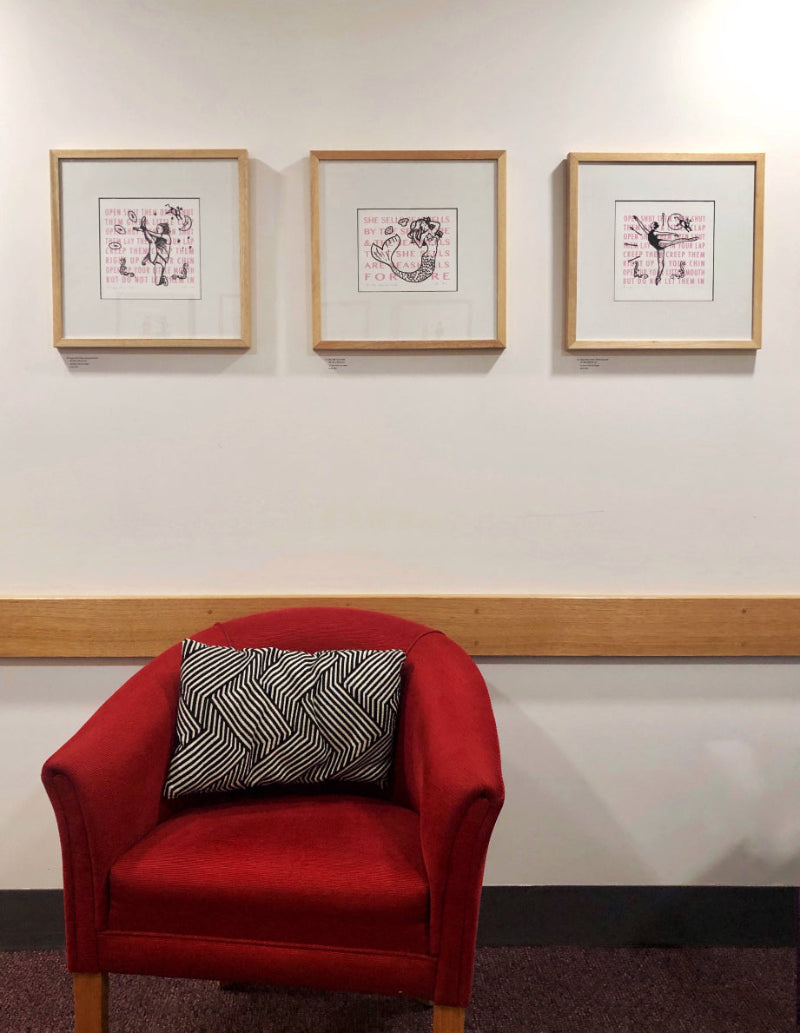 Open Shut Them screenprint feminist art series on nursery rhymes