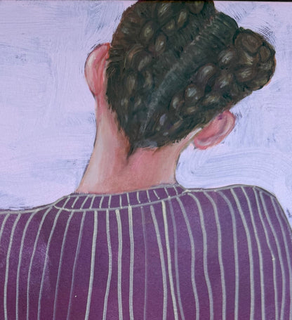 Painting Rear View of a Crouching Female in purple top