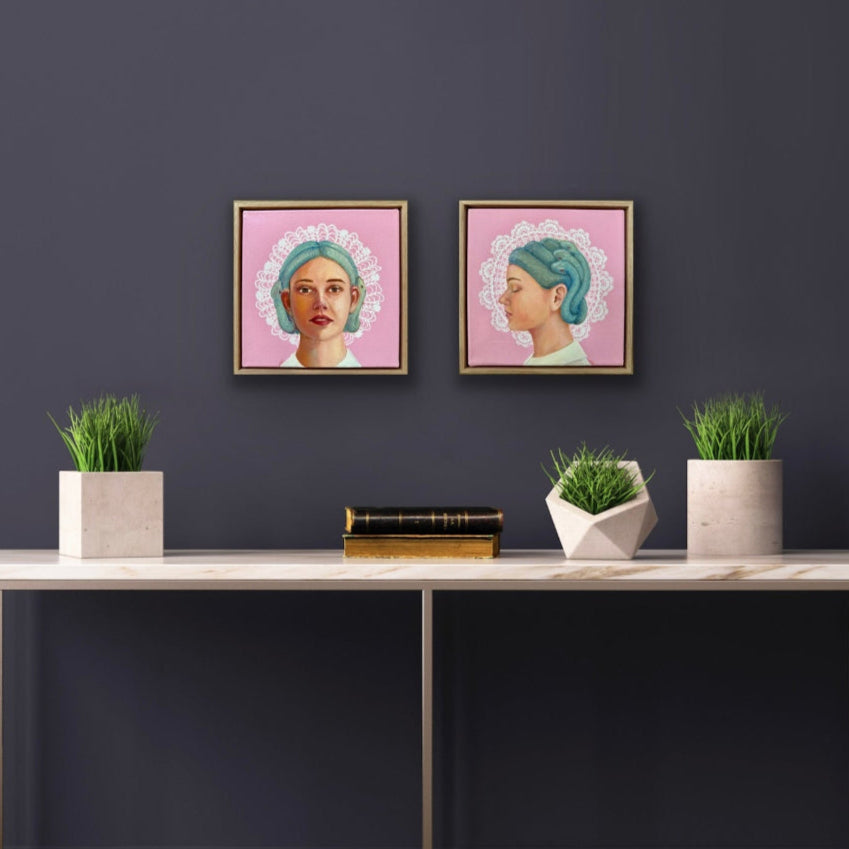 Pink Medusas mini pink paintings