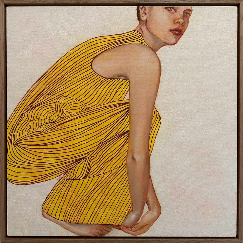 Product Touchdown line painting of woman by Leah Mariani