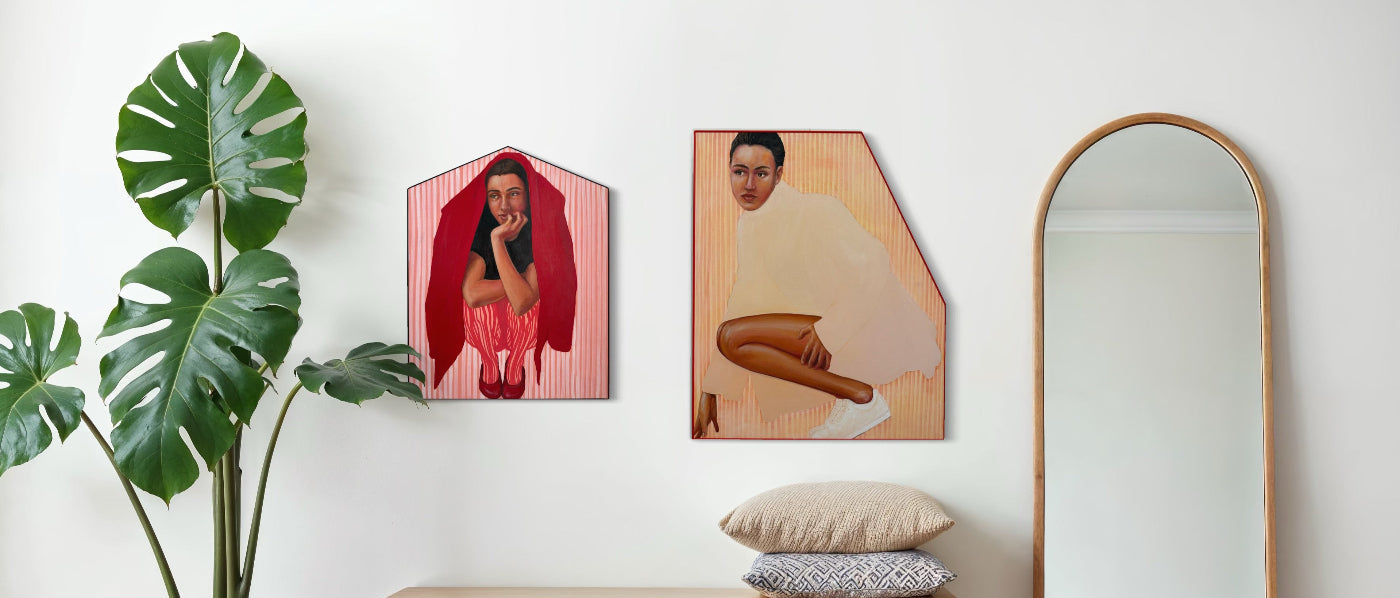 Styled_unique_paintings of women_with_stripes
