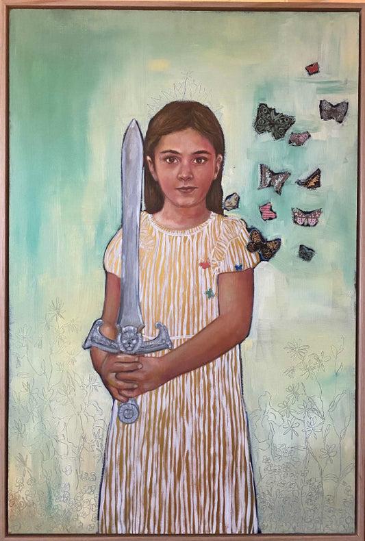 Product The Protagonist painting by feminist artist Leah Mariani