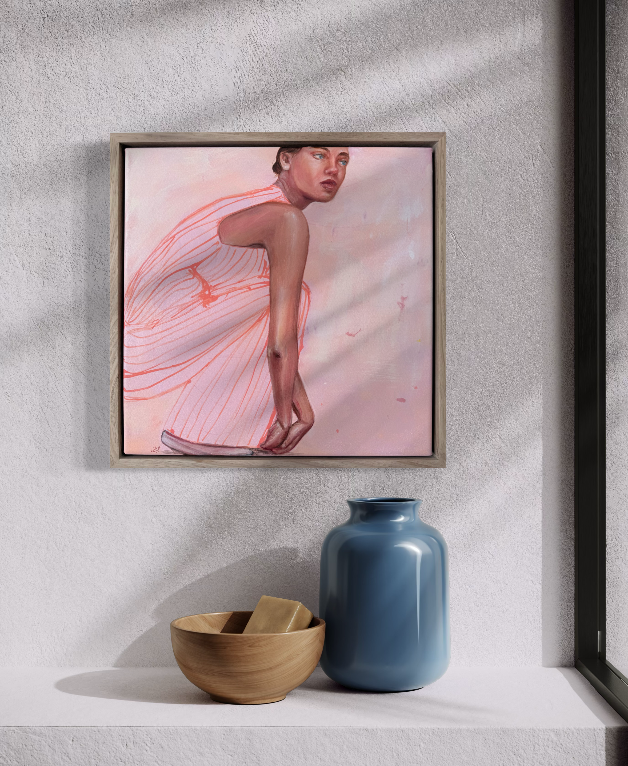 Touchdown_mini-square-painting_hanging-in-home