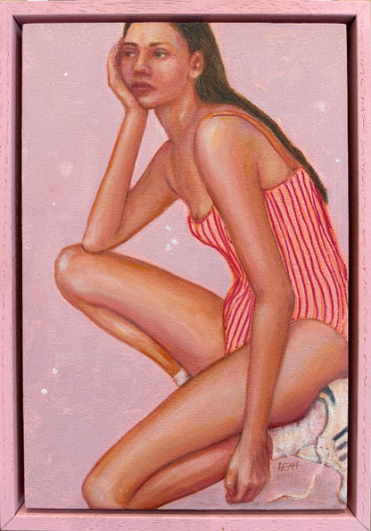 keeping_Score_mini-painting-pink-frame-:Leah-Mariani